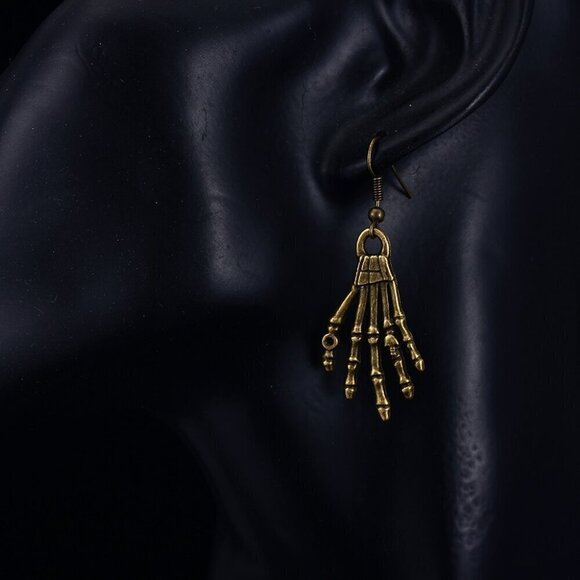 😍TRENDY VINTAGE SKELETON DANGLE ANTIQUE BRONZE PLATED EARRINGS FOR WOMAN, K445 - Picture 5 of 5